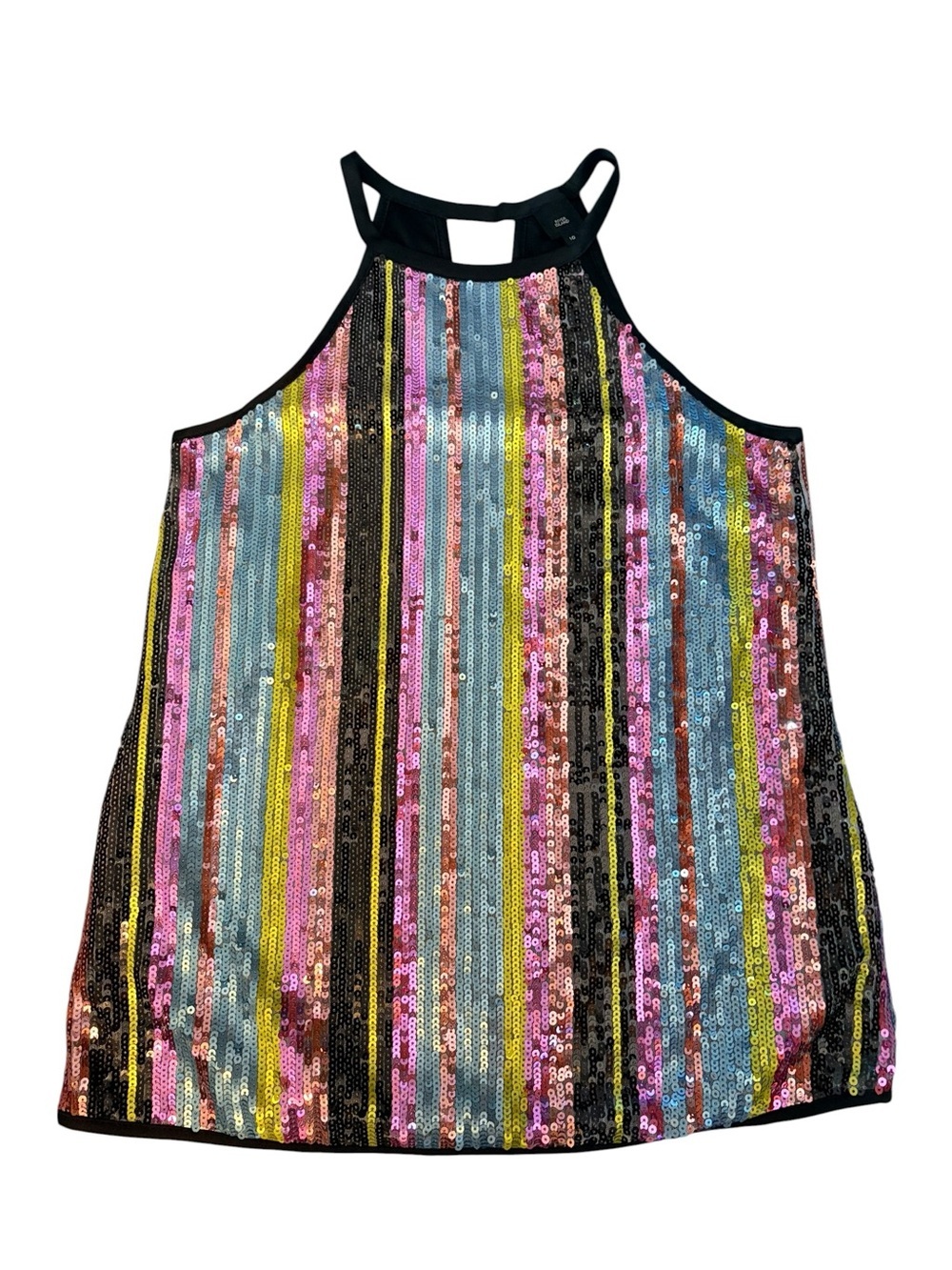 RIVER ISLAND Sequin Multicolor Striped Halter Tank Top